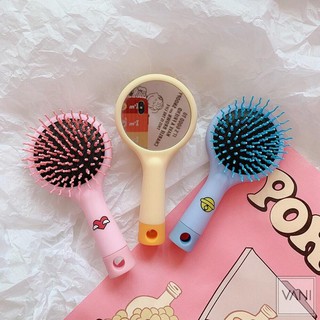 LƯỢC ĐỆM CÓ GƯƠNG PHÍA SAU CẦM TAY MINI SIÊU DỄ THƯƠNG MINI