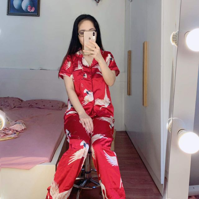 [THANH LÝ ] Bộ Lụa satin Áo Cộc Quần Dài