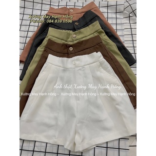 Quần short vải cạp chun ống xếp ly basic