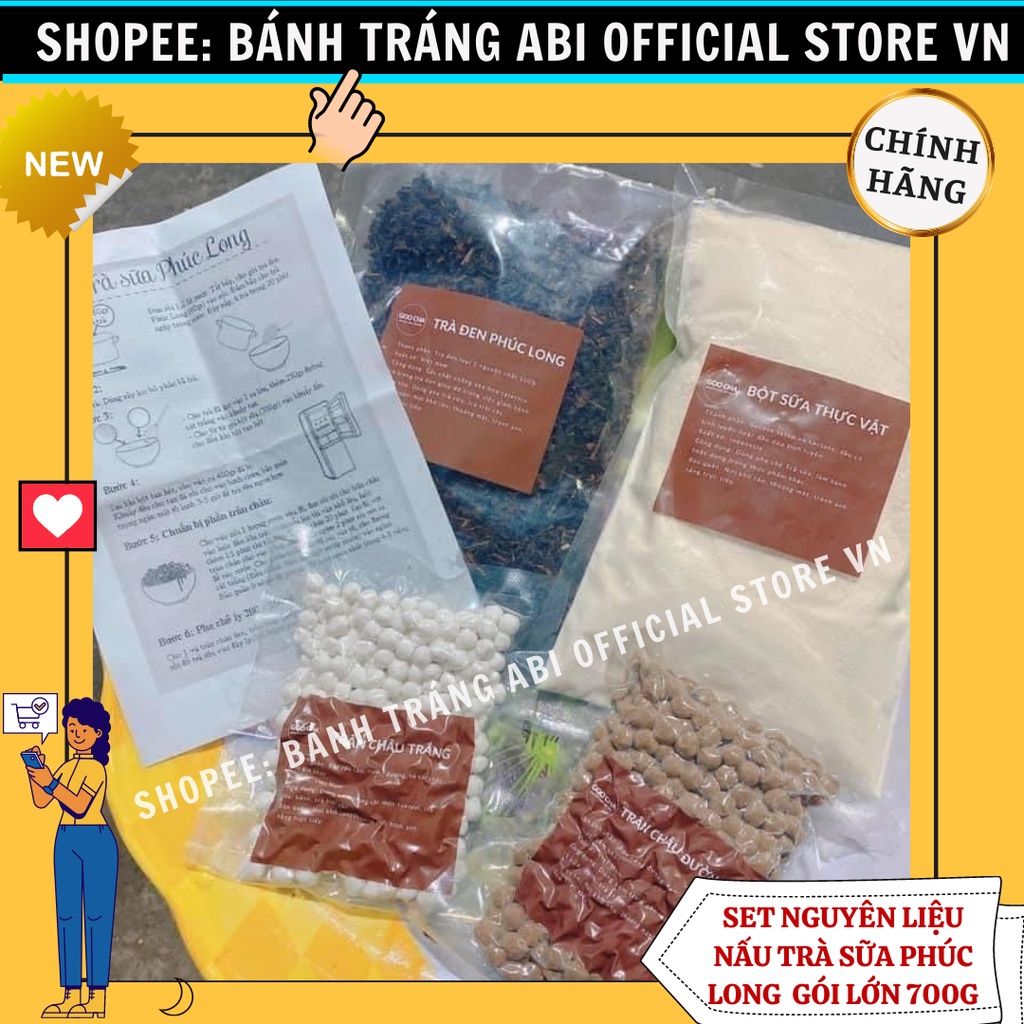 SET COMBO NGUYÊN LIỆU TRÀ SỮA PHÚC LONG-THÁI ĐỎ-THÁI XANH GOO CHA GỒM 4 MÓN TÚI LỚN 700G