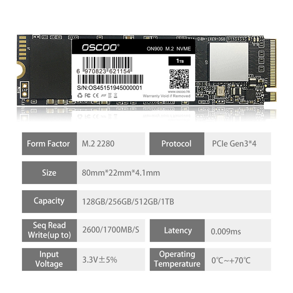 SSD m2 nvme PCIe 128GB 256GB 1TB M.2 Ổ cứng thể rắn Bộ nhớ đệm độc lập Đĩa cứng bên trong cho máy tính xách tay