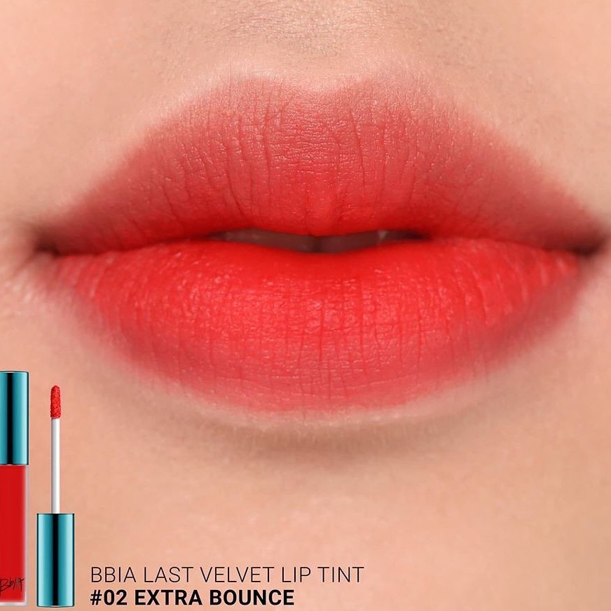 (Chính Hãng) Son Kem Lì Bbia Last Velvet Lip Tint-02 Extra Bounce (Màu đỏ cam)