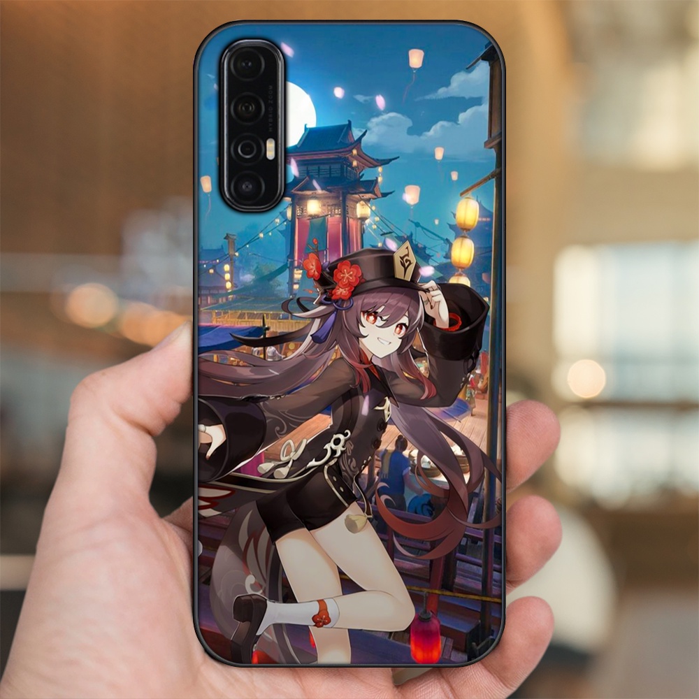 Ốp lưng Oppo Reno 3 Pro viền đen in hình Hutao Genshin Impact