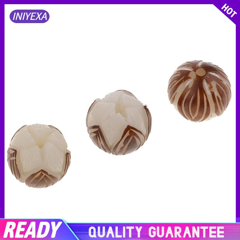 Set 10 hạt gỗ khắc hình hoa sen 1.4-1.5 Cm / 0.55- 0.59 Inch