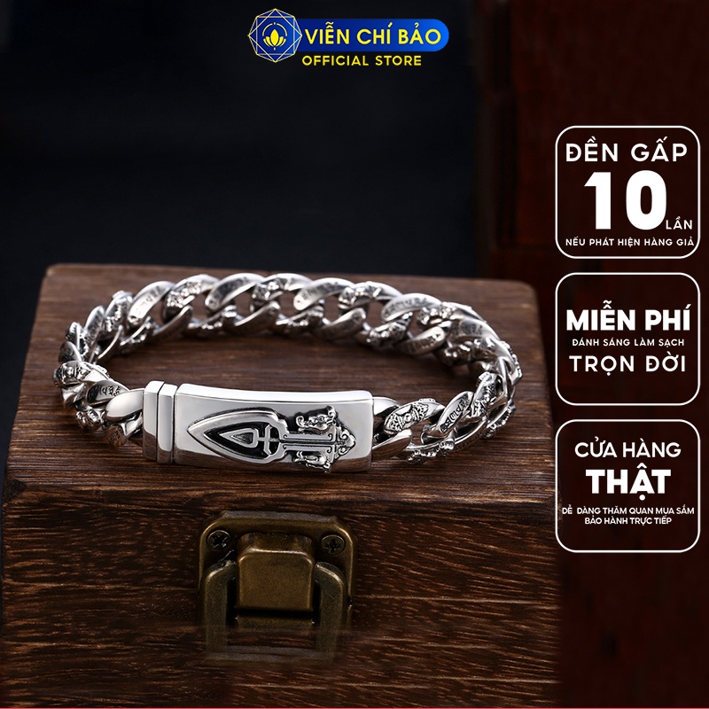 Lắc tay bạc nam Lục Tự Chùy Kim Cang chất liệu bạc 925 thời trang phụ kiện trang sức nam Viễn Chí Bảo L100183