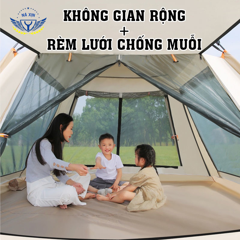 Lều dã ngoại tự bung 4-6 người chống nước, chống tia tử ngoại KT 2m4x2m4 - Lều cắm trại du lịch cao cấp [DCP8]