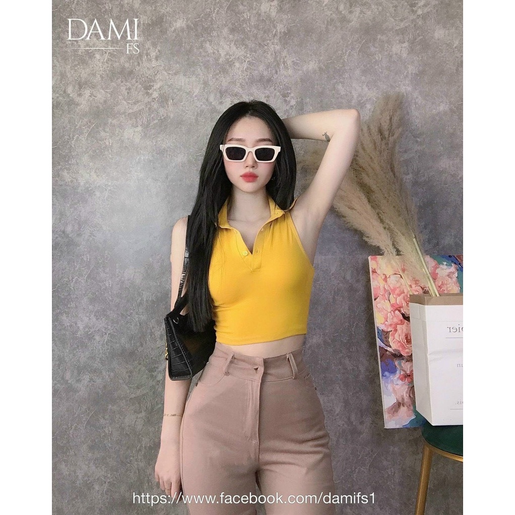 áo polo croptop cổ bẻ không tay chất zip co giãn cao cấp A234 SUTANO