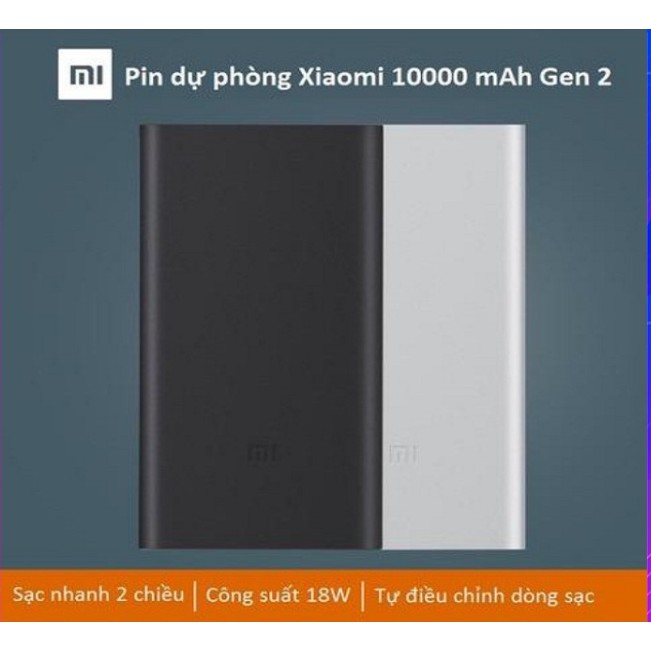 Pin Dự Phòng 10000mAh Gen2s Bản Sạc Nhanh 2019 - BH 3 Tháng - Pin Dự Phong Xiao Mi Gen 2s 10.000mAh Sạc Nhanh