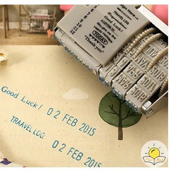 Con dấu in chữ câu văn quotes thông điệp + ngày tháng năm trang trí sổ vintage D04