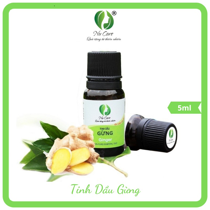 Tinh dầu Gừng nguyên chất 5ml Nu Care giảm nhức mỏi, giảm ho, cảm cúm, thư giãn tinh thần, có phiếu test