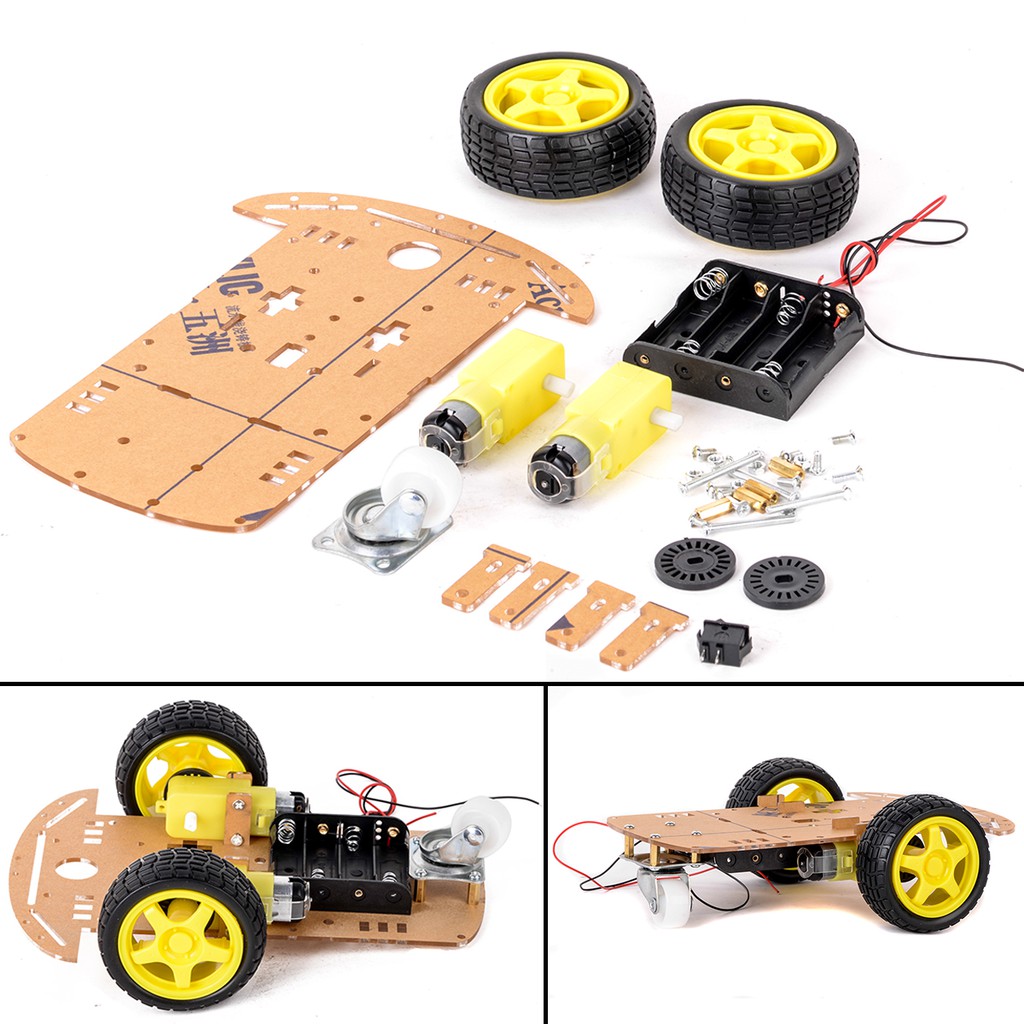Khung xe robot 3 bánh 2 động cơ (mica trong)