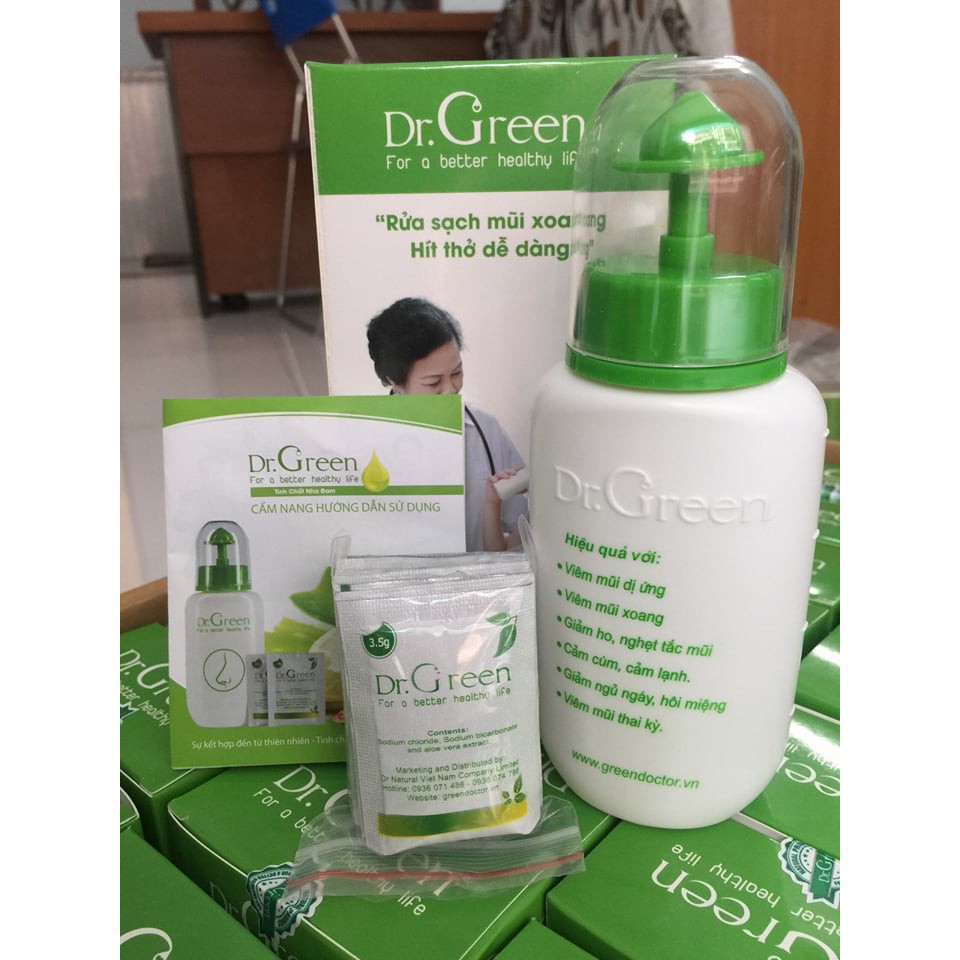 Bình rửa mũi Dr.Green ( Tặng kèm 10 gói muối biển nha đam) | BigBuy360 - bigbuy360.vn