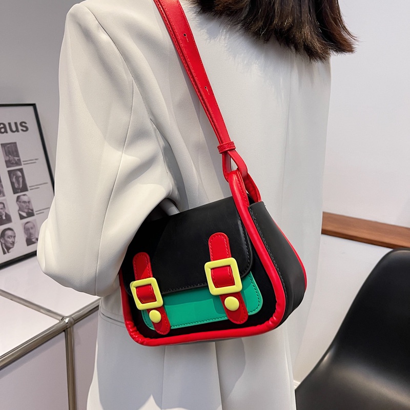 Túi đeo dưới cánh tay Hình Vuông Cỡ Nhỏ 2022 Màu Tương Phản Thời Trang Mùa Xuân Cho Nữ