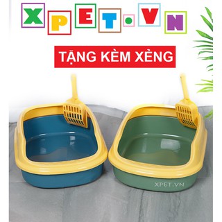 [ HÀNG LOẠI 1 ] Chậu Đựng Cát Vệ Sinh Cho Mèo Xanh mờ chống bám bẩn- TẶNG KÈM XẺNG