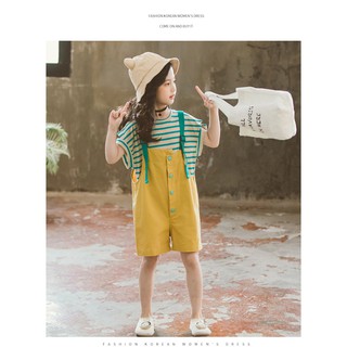 Combo 2 món quần áo trẻ em cotton Yếm vàng hạt nấm bé gái siêu xinh, siêu Cute bé từ 4 đến 16 tuổi ADC030719