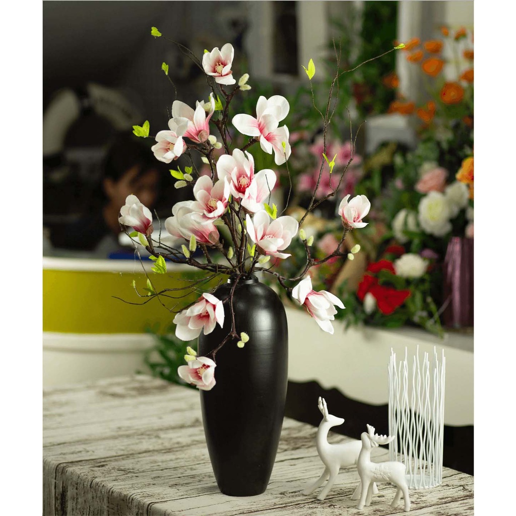 Lọ hoa thủy tinh Bình hoa decor trang trí dáng vintage - Gốm sứ Bát Tràng cao cấp - Đen