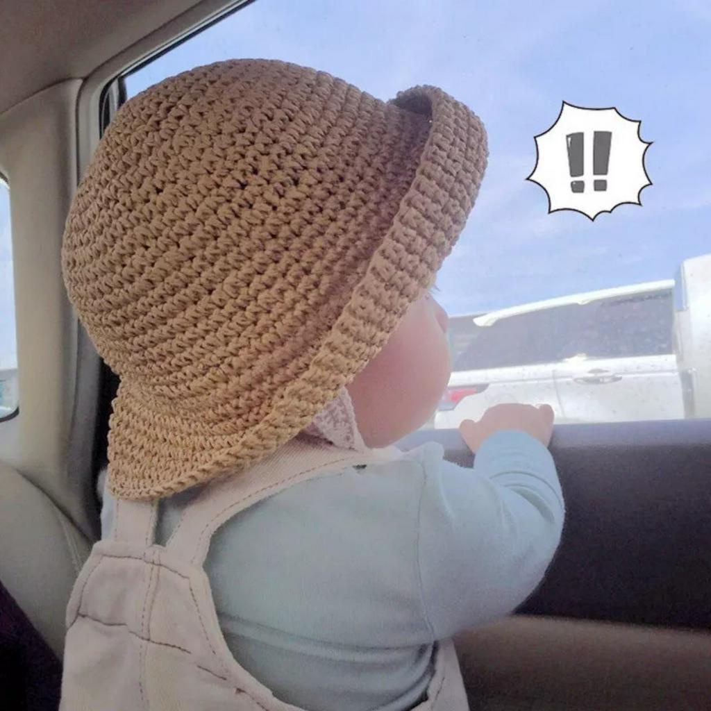 Mũ Cói Vành trơn Buộc Dây Đi Biển, Đi Chơi Cho Bé Trai Bé Gái Dễ Thương 2-5 tuổi
