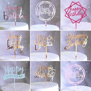 Que,thẻ mica happy birthday,topper mica,topper cắm bánh sinh nhật