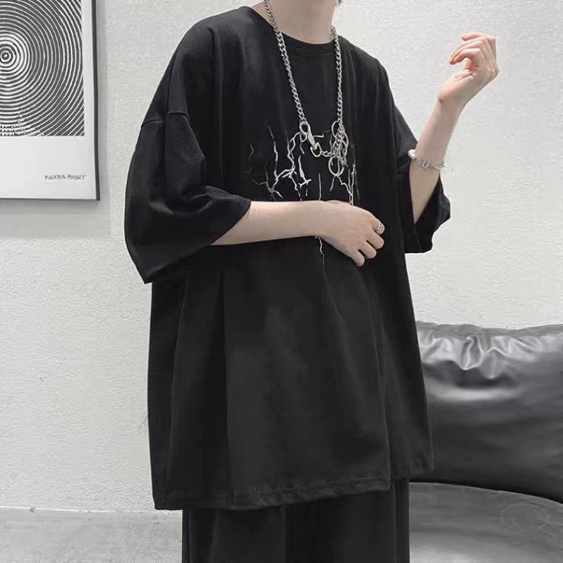 Áo thun nam nữ unisex tay lỡ LF 84, áo phông tay lỡ unisex form rộng oversize streetwear