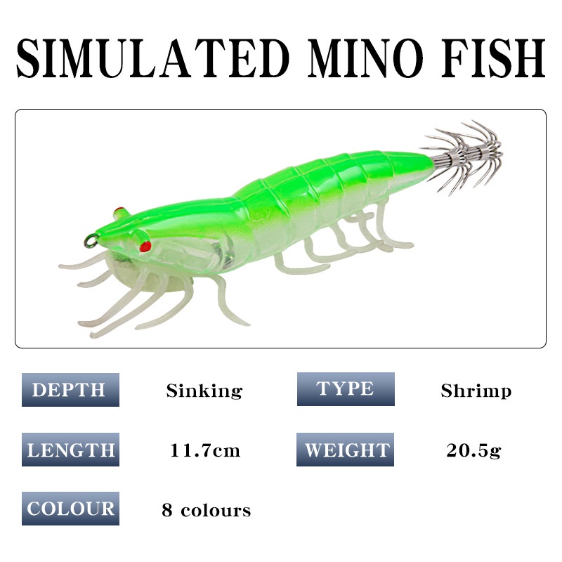 Mồi Câu Cá Giả Hình Con Tôm Dạ Quang Bằng Nhựa Cứng 11.7cm / 20.5g