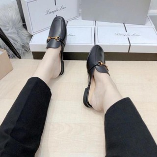 Giày sục nữ da mềm mũi vuông