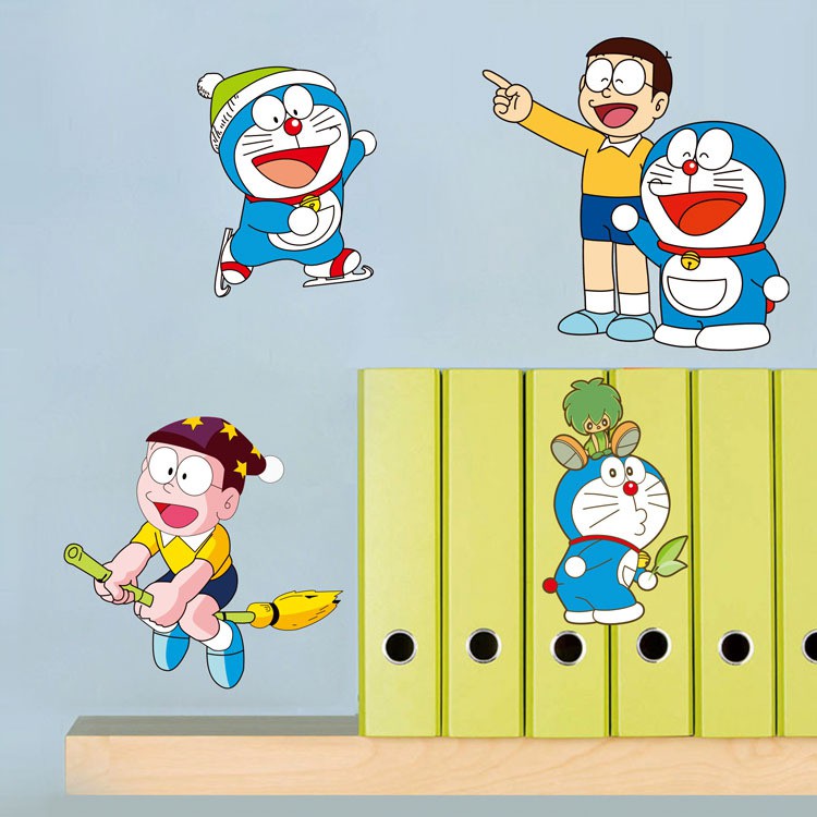 Miếng dán họa tiết Doremon dễ thương trang trí phòng cho bé