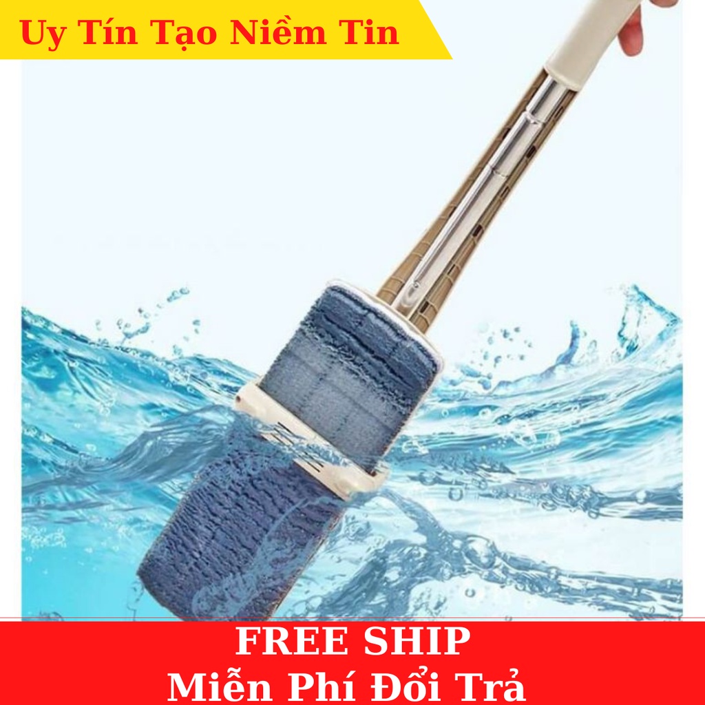 Chổi lau nhà tự vắt thông minh spin tặng 1 bông lau [ tổng 2 bông lau ]