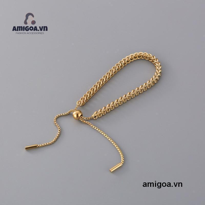 1 Vòng Tay Dây Bện Bằng Thép Titan Mạ Vàng Thời Trang Cho Nữ