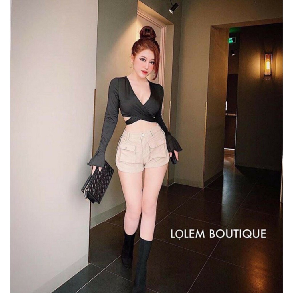 QUẦN SHORT KAKI LƯNG CAO TÚI HỘP VẠT BẦU CỰC HOT