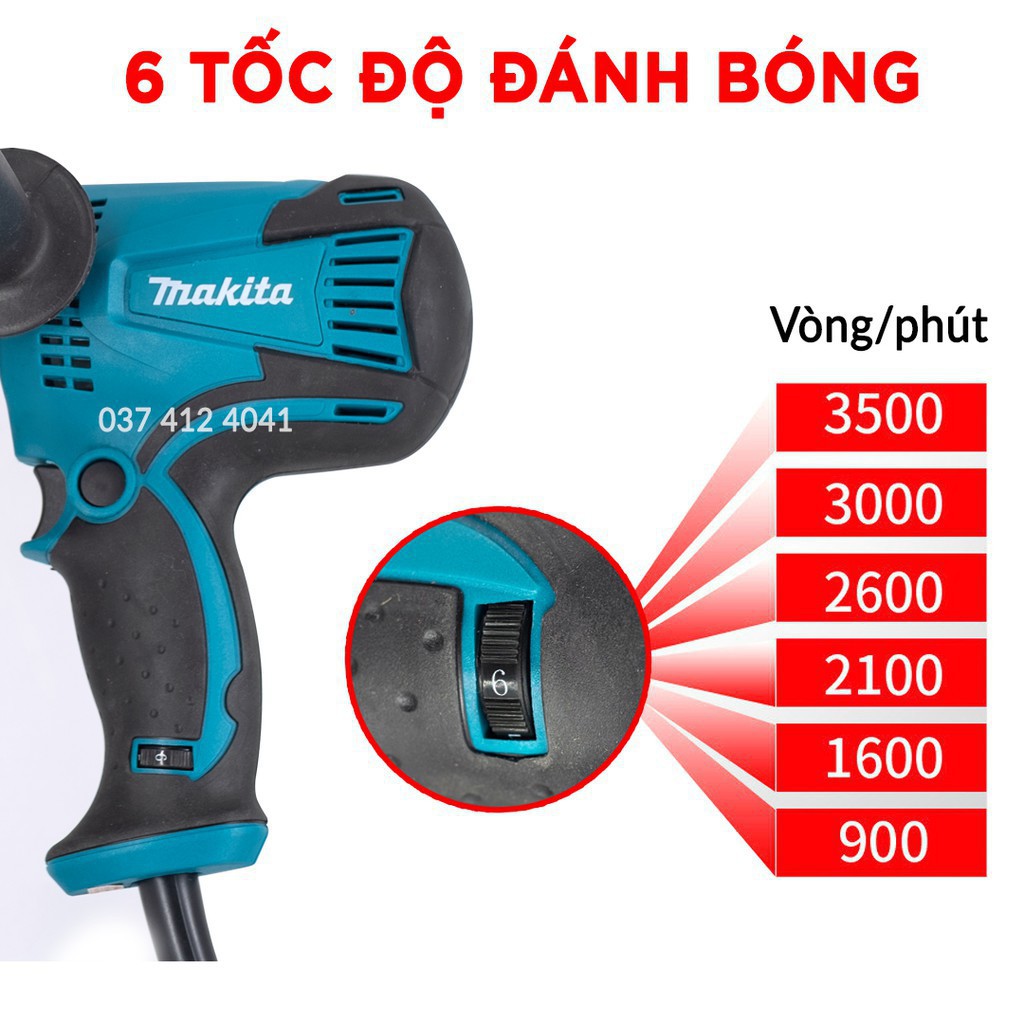 Máy đánh bóng ô tô Makita GV6010 - KÈM Bông chà nhám | may danh bong oto, xe may mini, cầm tay mới