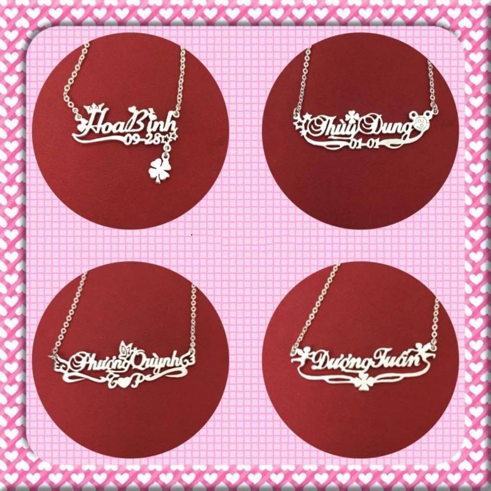 DÂY CHUYỀN MẶT CHỮ BẠC TA KHẮC TÊN THEO YÊU CẦU