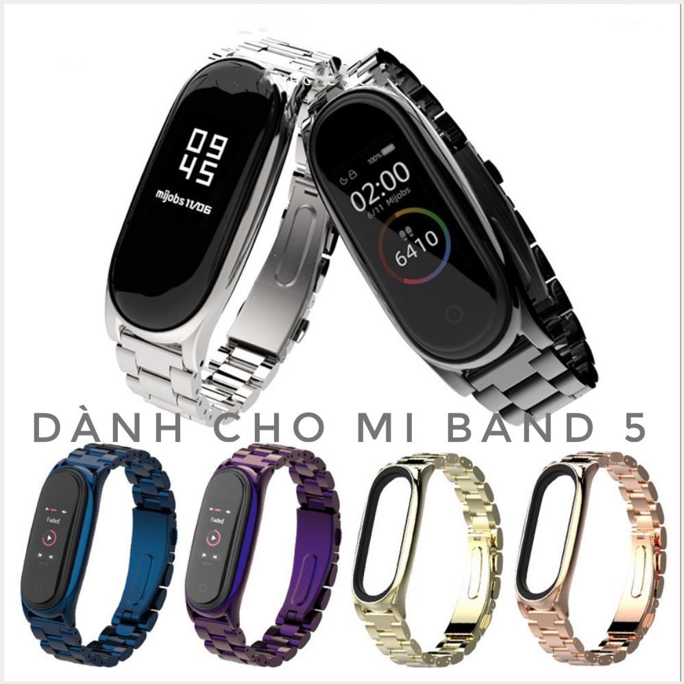 Mi Band 3/4/5/6 Dây đeo thay thế bằng kim loại / Dây đeo bằng thép không gỉ