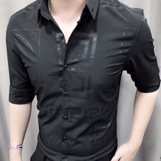 Áo sơ mi lụa vân chìm 3 màu trắng, đen và ghi