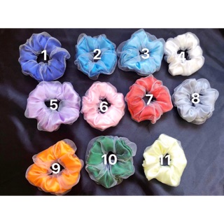 Dây buộc tóc scrunchies 2 lớp siêu xinh