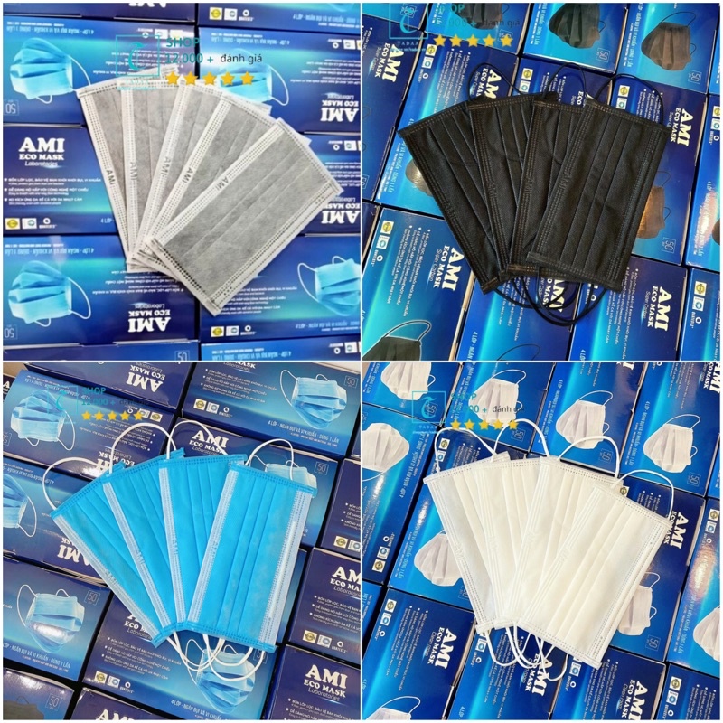 Sỉ 10 hộp khẩu trang y tế AMI ( đủ màu)