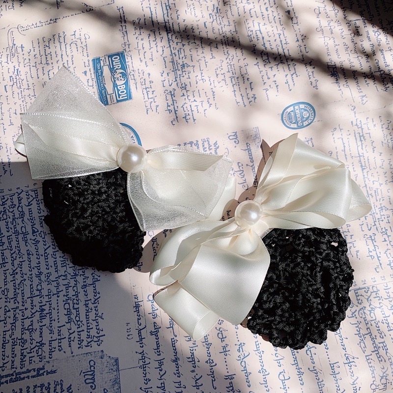 Kẹp tóc công sở búi lưới màu kem trẻ trung L9