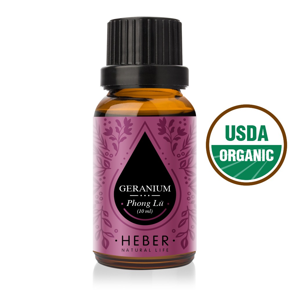 Tinh Dầu Phong Lữ Geranium Heber Natural Life, Cao Cấp Nhập Khẩu, Thiên Nhiên Nguyên Chất, Chai 10ml/30ml/50ml