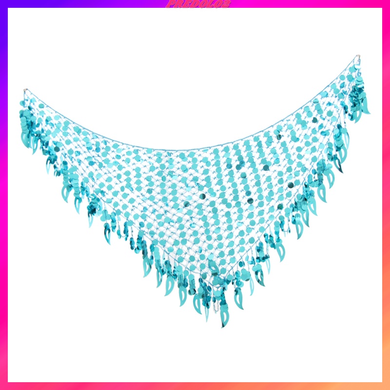 Set 2 Khăn Quấn Hông / Chân Váy Múa Bụng Đính Kim Sa Hình Tam Giác Dành Cho Nữ