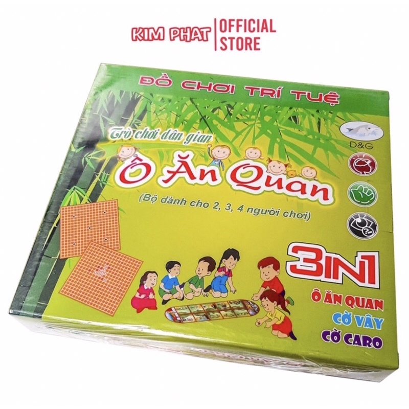 Đồ Chơi Trí Tuệ 3 in 1 - Ô Ăn Quan - Cờ Vây - Cờ Caro - Trò Chơi Dân Gian