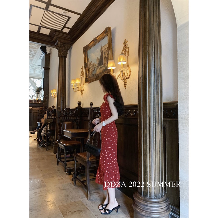 Đầm Hoa Dáng Ôm Xẻ Tà Thời Trang Pháp Quý Phái Dành Cho Nữ