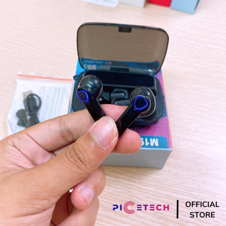 Tai nghe bluetooth không dây M19 màn hình led có mic đàm thoại , tích hợp sạc dự phòng, đèn pin - Chính Hãng PICETECH