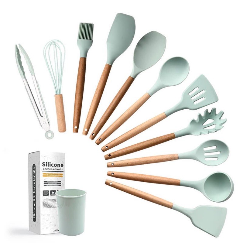 Bộ dụng cụ nhà bếp, nấu ăn làm bánh 12 món bằng silicone chịu nhiệt cao