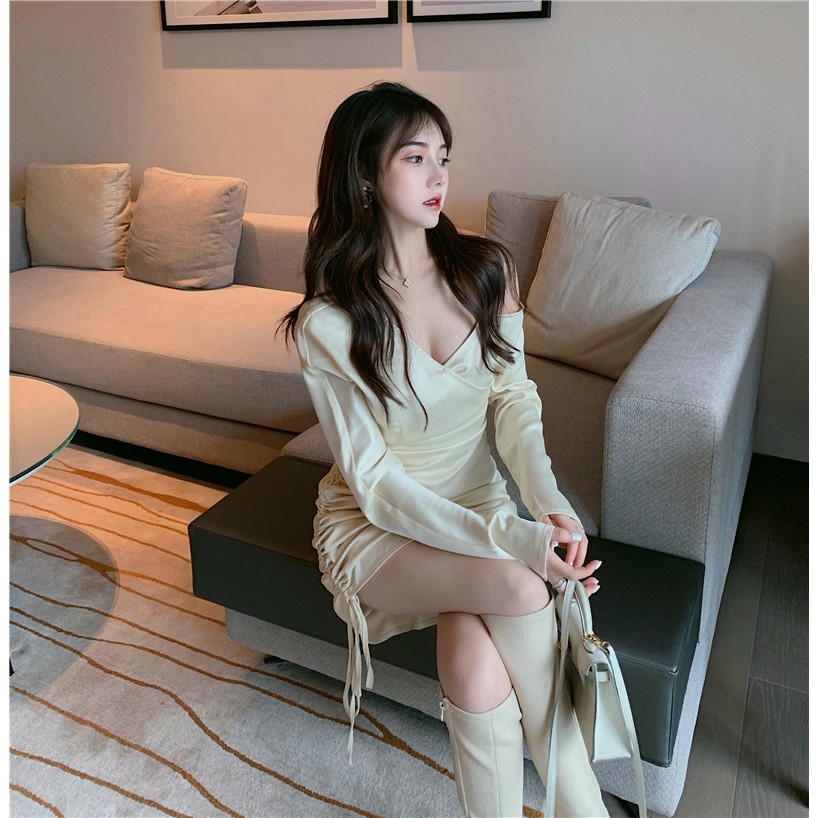 ( ORDER ) Đầm váy nữ lệch vai rút dây sexy ulzzang AK1094 | BigBuy360 - bigbuy360.vn