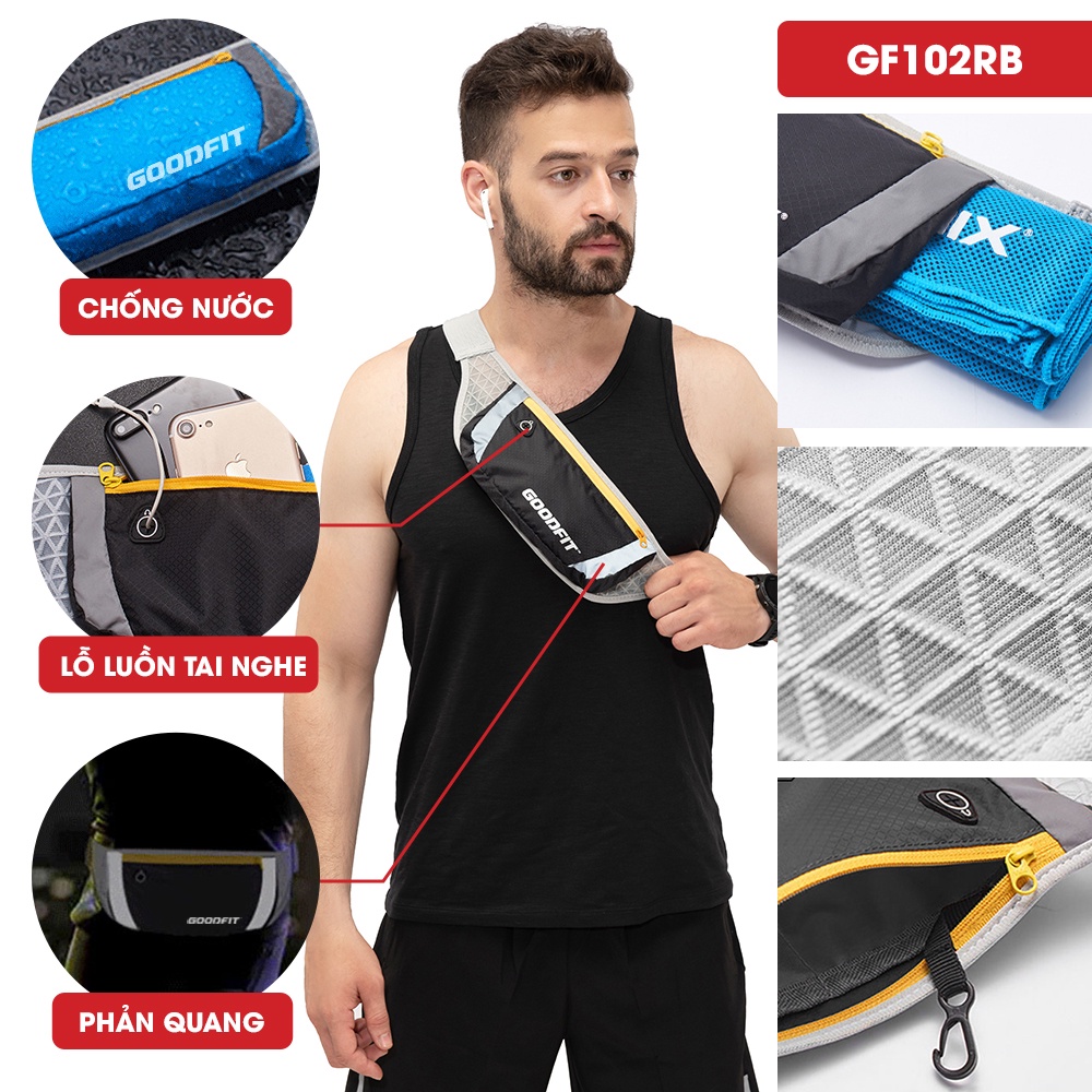 Túi đeo bụng, đai đeo điện thoại chạy bộ GoodFit chống nước, phản quang, sức chứa lớn