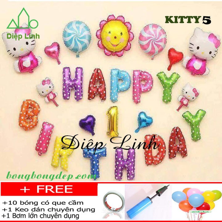 Sét Phụ Kiện Trang Trí Sinh Nhật Hello Kitty