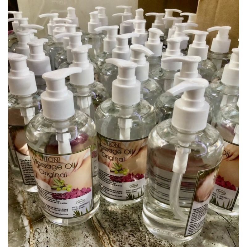 Dầu nền massage body không mùi trơn mềm có vòi nhấn chai 500ml
