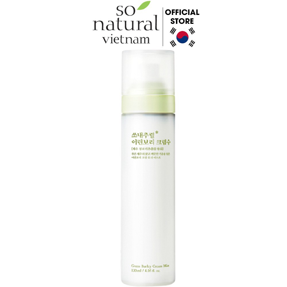 Xịt Khoáng Cấp Ấm Dưỡng Da Mầm Lúa Mạch Green Barley Cream Mist So Natural