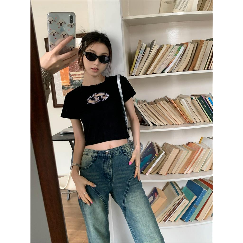 Áo Thun Cotton Đen Ngắn Tay Dáng Ôm Thời Trang 62207