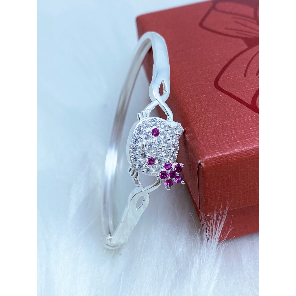 kiềng tay bạc ta cho bé gái hình mèo kytty đáng yêu - Trang sức bạc Evasilver