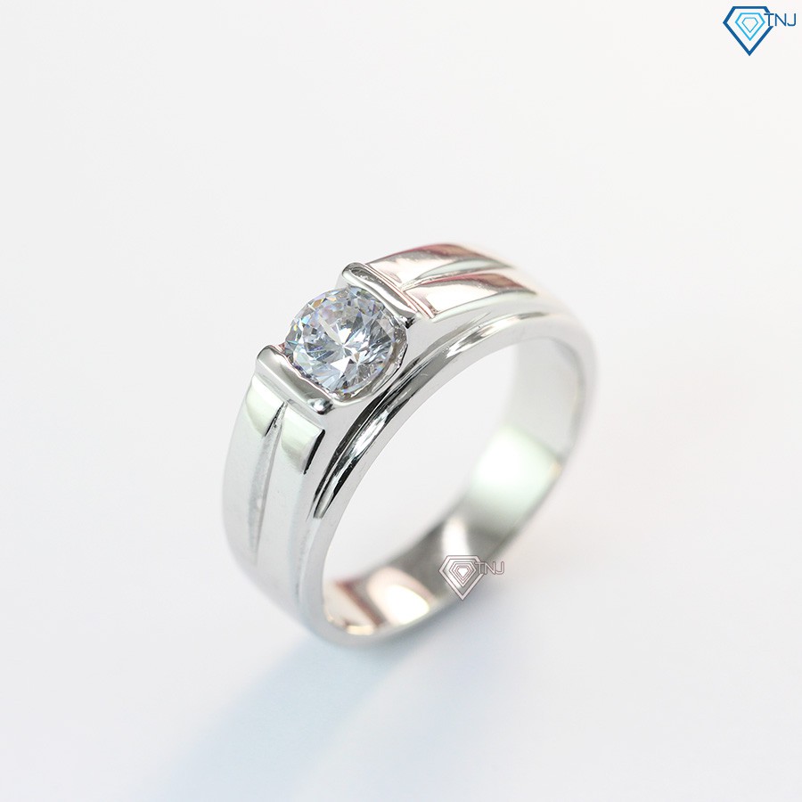 Nhẫn bạc nam đính đá trắng đơn giản giá rẻ NNA0084 - Trang Sức TNJ